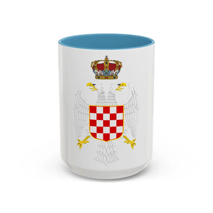 Greater coat of arms of the Banate of Croatia - Accent Coffee Mug 15oz Light Blue - Go Mug Yourself