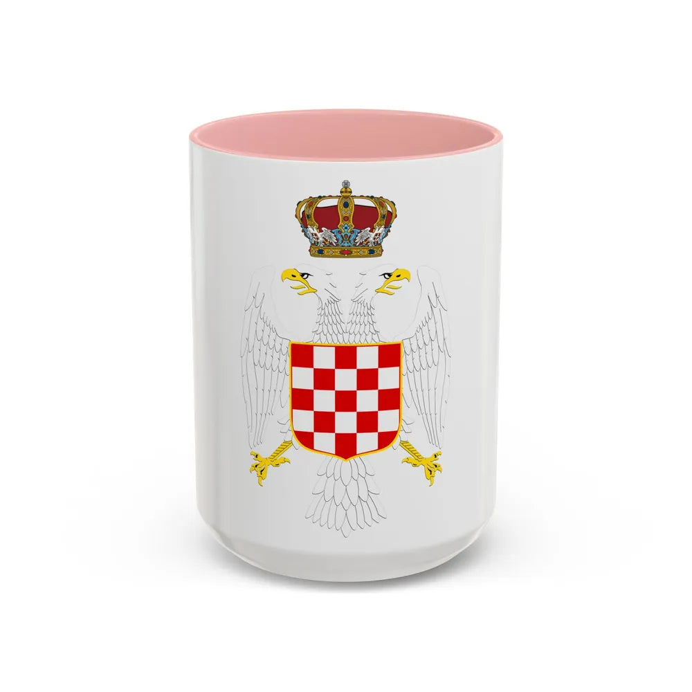 Greater coat of arms of the Banate of Croatia - Accent Coffee Mug 15oz Pink - Go Mug Yourself