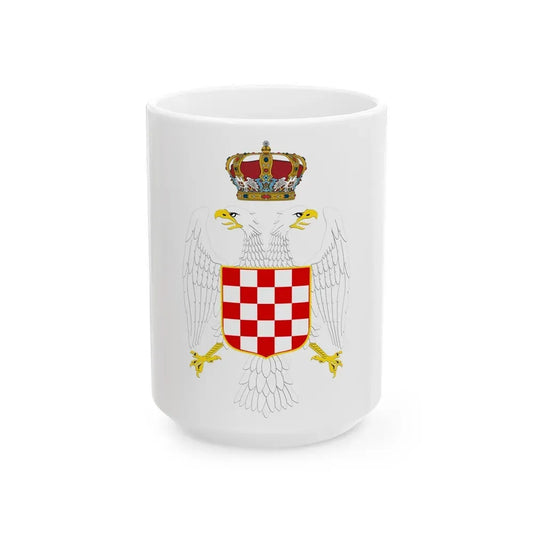 Greater coat of arms of the Banate of Croatia - White Coffee Mug 15oz - Go Mug Yourself