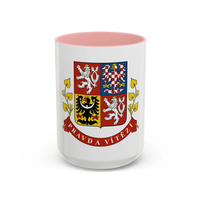 Greater coat of arms of the Czech Republic (Presidential version) - Accent Coffee Mug 15oz Pink - Go Mug Yourself