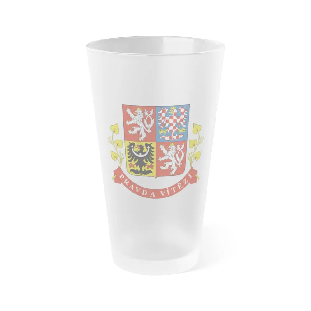 Greater coat of arms of the Czech Republic (Presidential version) - Frosted Pint Glass 16oz-16oz-Frosted-Go Mug Yourself