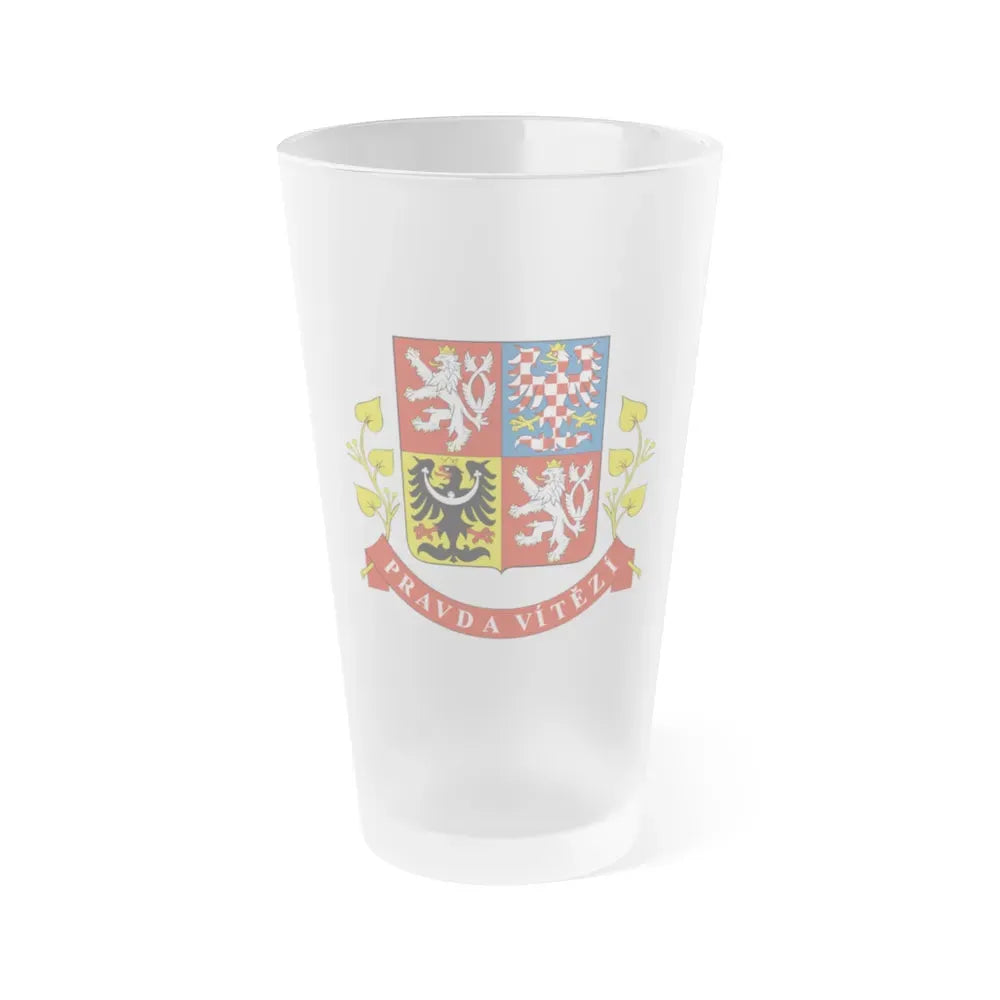 Greater coat of arms of the Czech Republic (Presidential version) - Frosted Pint Glass 16oz 16oz Frosted - Go Mug Yourself