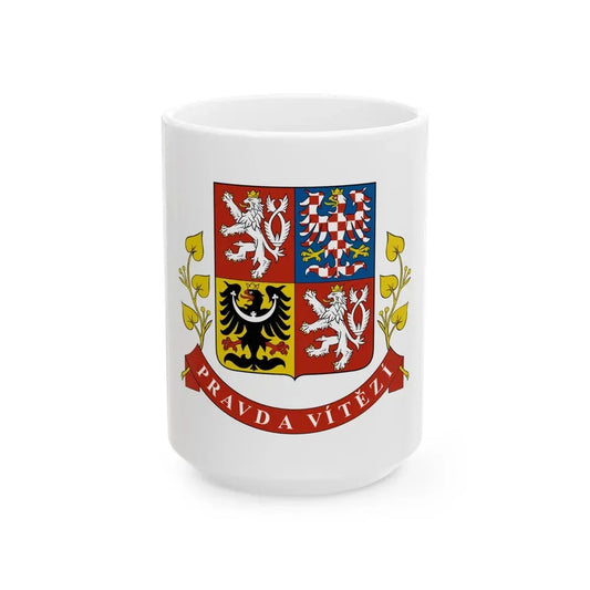 Greater coat of arms of the Czech Republic (Presidential version) - White Coffee Mug 15oz - Go Mug Yourself
