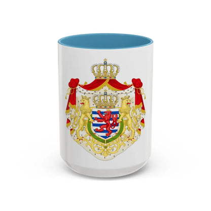 Greater coat of arms of the grand-duchy of Luxembourg 2 - Accent Coffee Mug 15oz Light Blue - Go Mug Yourself