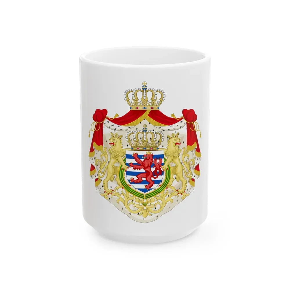 Greater coat of arms of the grand-duchy of Luxembourg 2 - White Coffee Mug 15oz - Go Mug Yourself