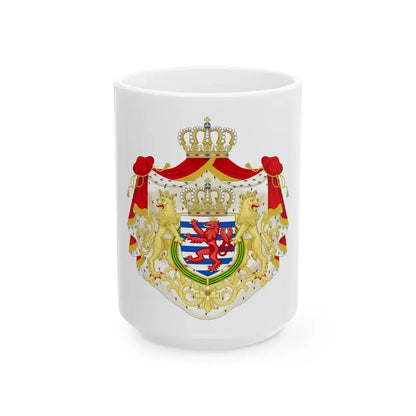 Greater coat of arms of the grand-duchy of Luxembourg 2 - White Coffee Mug 15oz - Go Mug Yourself