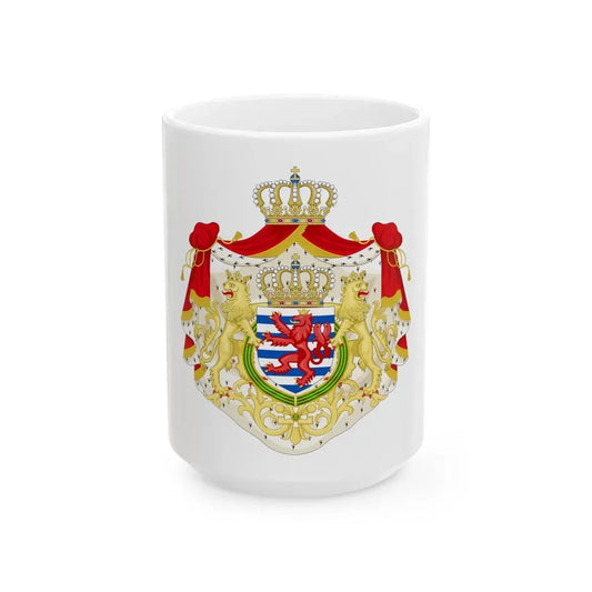 Greater coat of arms of the grand-duchy of Luxembourg 2 - White Coffee Mug 15oz - Go Mug Yourself