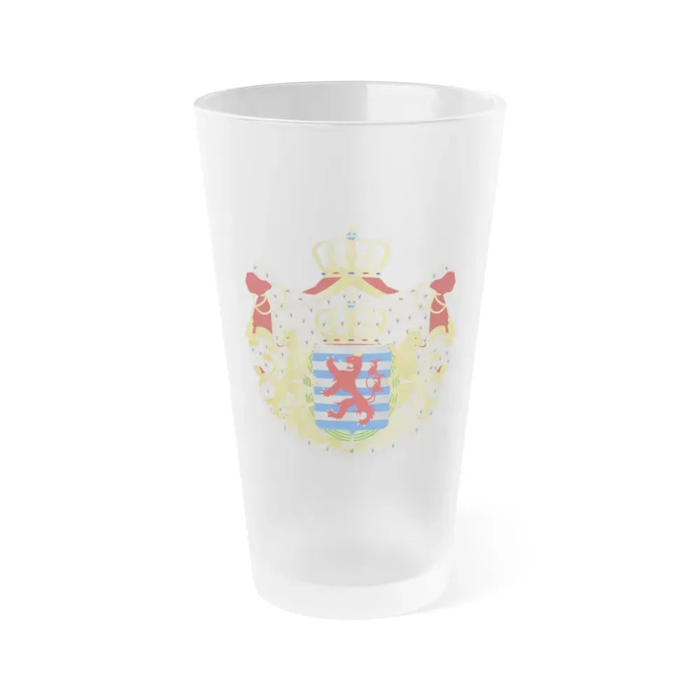 Greater coat of arms of the grand-duchy of Luxembourg - Frosted Pint Glass 16oz 16oz Frosted - Go Mug Yourself