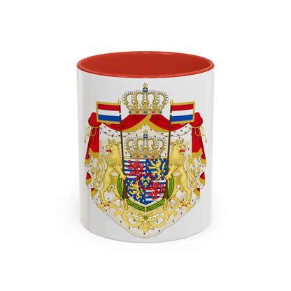 Greater coat of arms of the Grand Duke of Luxembourg (2000) - Accent Coffee Mug 11oz Red - Go Mug Yourself