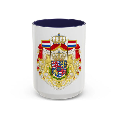 Greater coat of arms of the Grand Duke of Luxembourg (2000) - Accent Coffee Mug 15oz Navy - Go Mug Yourself