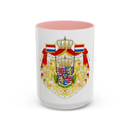 Greater coat of arms of the Grand Duke of Luxembourg (2000) - Accent Coffee Mug 15oz Pink - Go Mug Yourself
