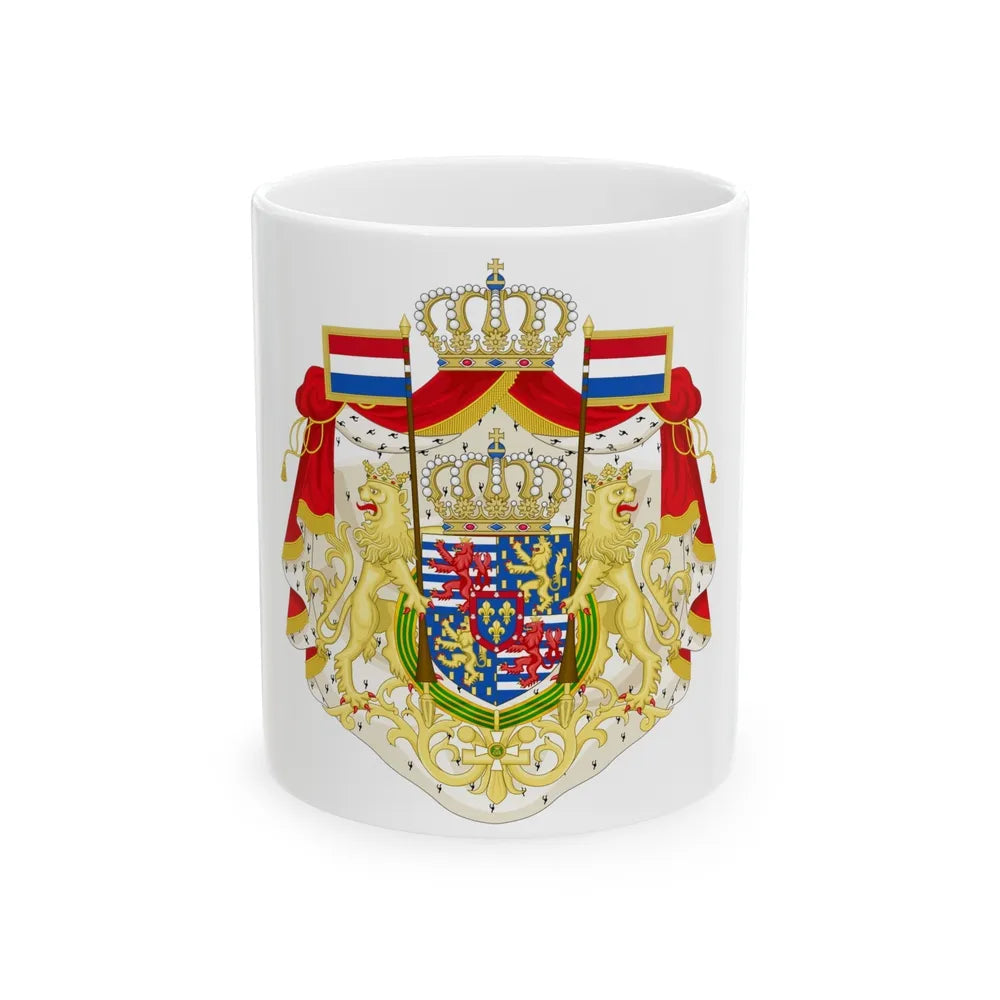 Greater coat of arms of the Grand Duke of Luxembourg (2000) - White Coffee Mug-11oz-Go Mug Yourself