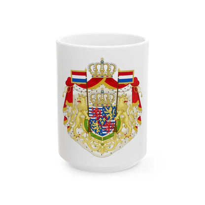 Greater coat of arms of the Grand Duke of Luxembourg (2000) - White Coffee Mug-15oz-Go Mug Yourself