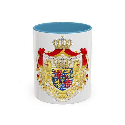 Greater coat of arms of the Hereditary Grand Duke of Luxembourg (2000) - Accent Coffee Mug 11oz Light Blue - Go Mug Yourself