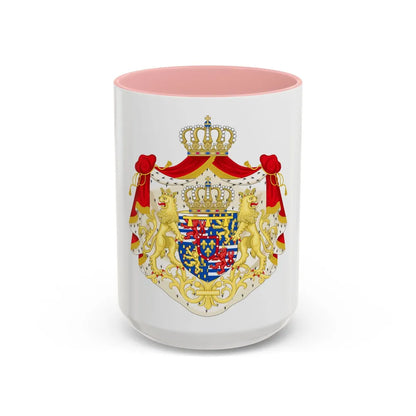 Greater coat of arms of the Hereditary Grand Duke of Luxembourg (2000) - Accent Coffee Mug 15oz Pink - Go Mug Yourself