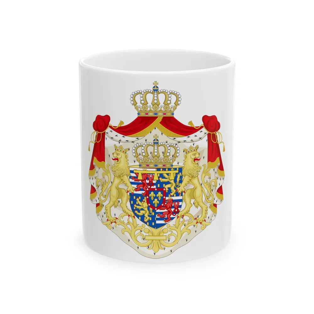 Greater coat of arms of the Hereditary Grand Duke of Luxembourg (2000) - White Coffee Mug-11oz-Go Mug Yourself