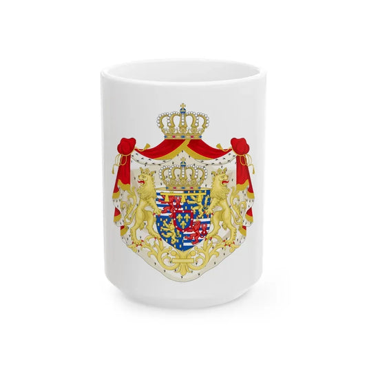 Greater coat of arms of the Hereditary Grand Duke of Luxembourg (2000) - White Coffee Mug 15oz - Go Mug Yourself