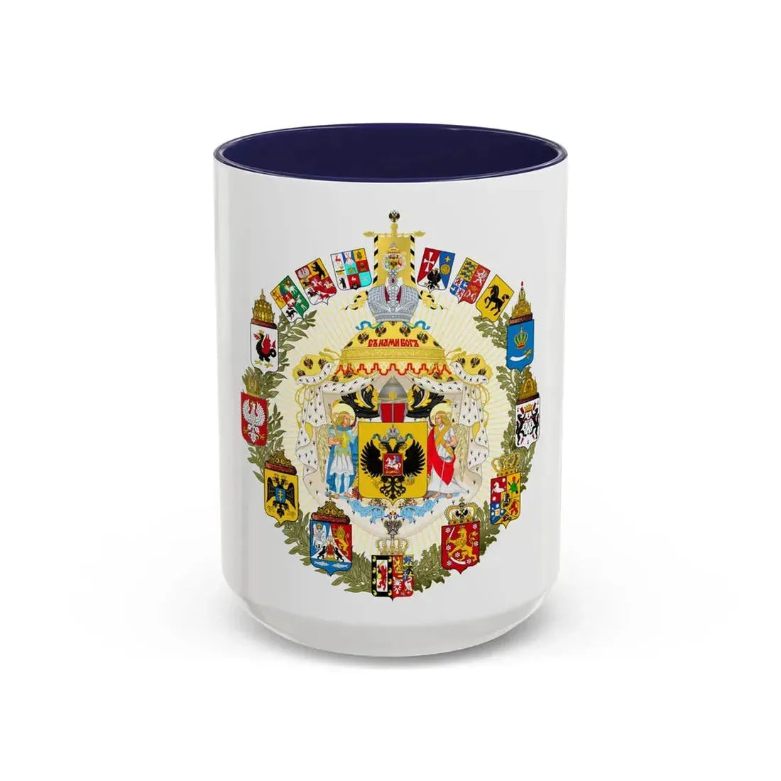 Greater Coat of Arms of the Russian Empire - Accent Coffee Mug 15oz Navy - Go Mug Yourself
