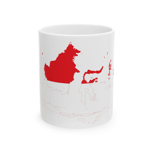Greater Indonesia flag map (Indonesia) White Coffee Mug-11oz-Go Mug Yourself