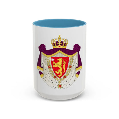 Greater royal coat of arms of Norway - Accent Coffee Mug 15oz Light Blue - Go Mug Yourself