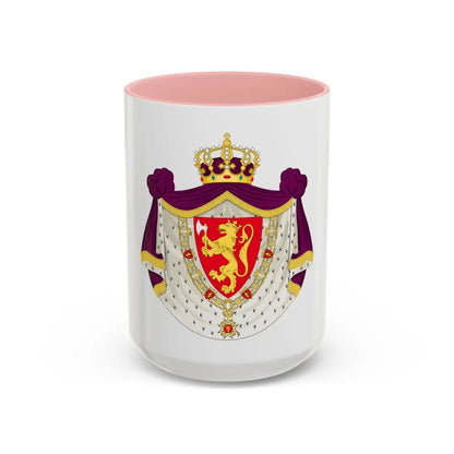 Greater royal coat of arms of Norway - Accent Coffee Mug 15oz Pink - Go Mug Yourself