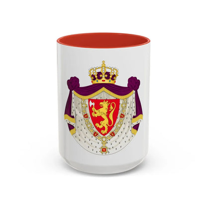 Greater royal coat of arms of Norway - Accent Coffee Mug 15oz Red - Go Mug Yourself