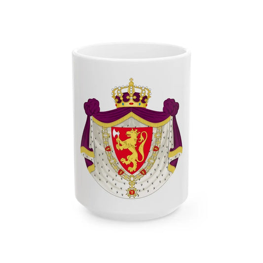 Greater royal coat of arms of Norway - White Coffee Mug-15oz-Go Mug Yourself