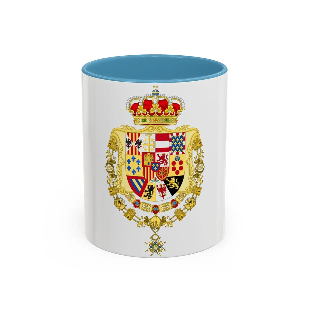 Greater Royal Coat of Arms of Spain (1931) - Accent Coffee Mug 11oz Light Blue - Go Mug Yourself