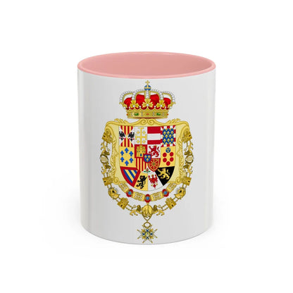 Greater Royal Coat of Arms of Spain (1931) - Accent Coffee Mug 11oz Pink - Go Mug Yourself