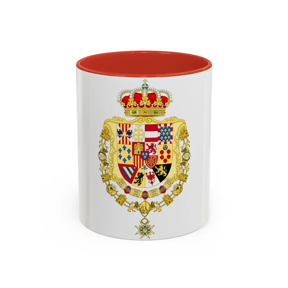 Greater Royal Coat of Arms of Spain (1931) - Accent Coffee Mug 11oz Red - Go Mug Yourself