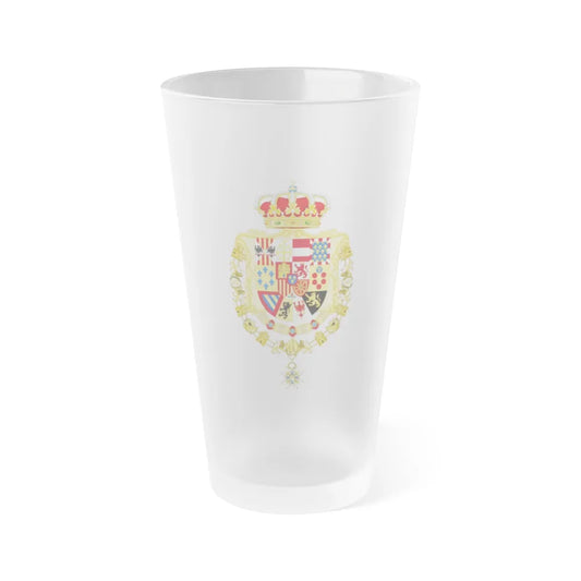 Greater Royal Coat of Arms of Spain (1931) - Frosted Pint Glass 16oz-Go Mug Yourself