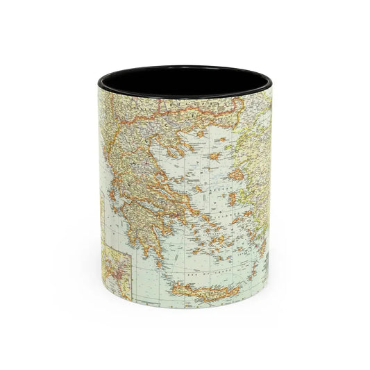 Greece and the Aegean (1958) (Map) Accent Coffee Mug 11oz Black - Go Mug Yourself