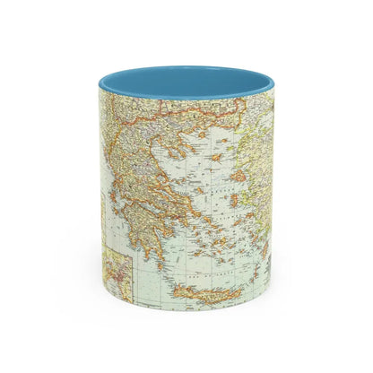 Greece and the Aegean (1958) (Map) Accent Coffee Mug 11oz Light Blue - Go Mug Yourself