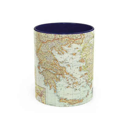 Greece and the Aegean (1958) (Map) Accent Coffee Mug 11oz Navy - Go Mug Yourself