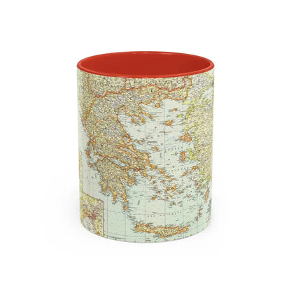Greece and the Aegean (1958) (Map) Accent Coffee Mug 11oz Red - Go Mug Yourself