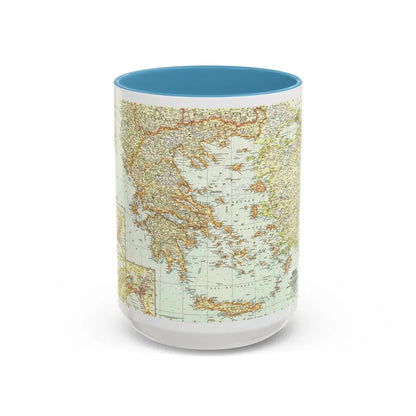 Greece and the Aegean (1958) (Map) Accent Coffee Mug 15oz Light Blue - Go Mug Yourself