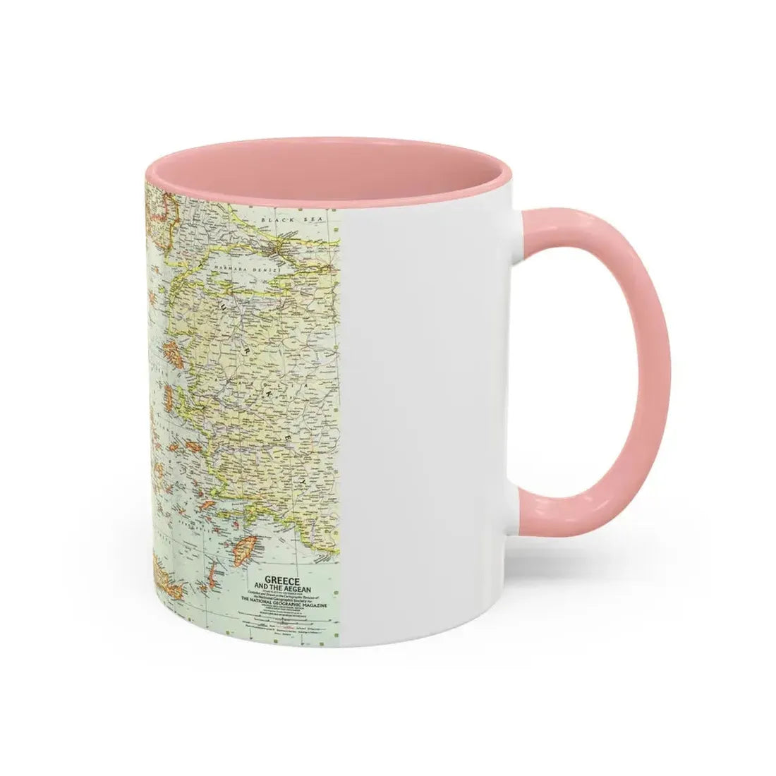 Greece and the Aegean (1958) (Map) Accent Coffee Mug - Go Mug Yourself