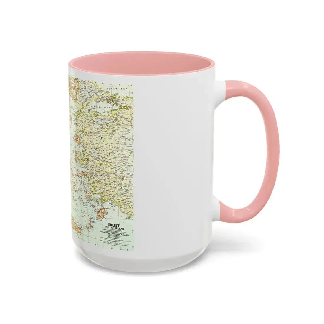 Greece and the Aegean (1958) (Map) Accent Coffee Mug - Go Mug Yourself