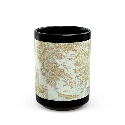 Greece and the Aegean (1958) (Map) Black Coffee Mug 15oz - Go Mug Yourself