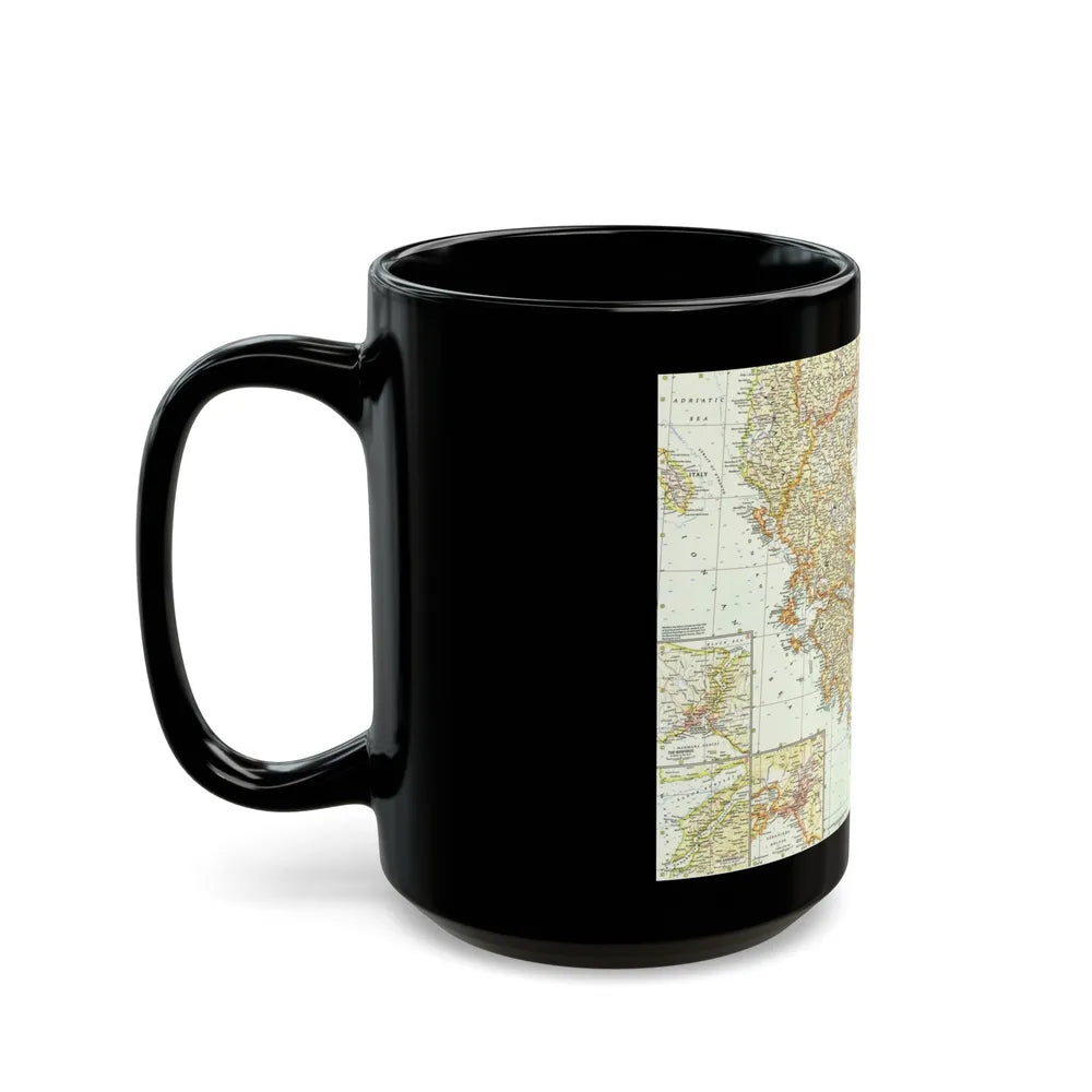 Greece and the Aegean (1958) (Map) Black Coffee Mug-Go Mug Yourself