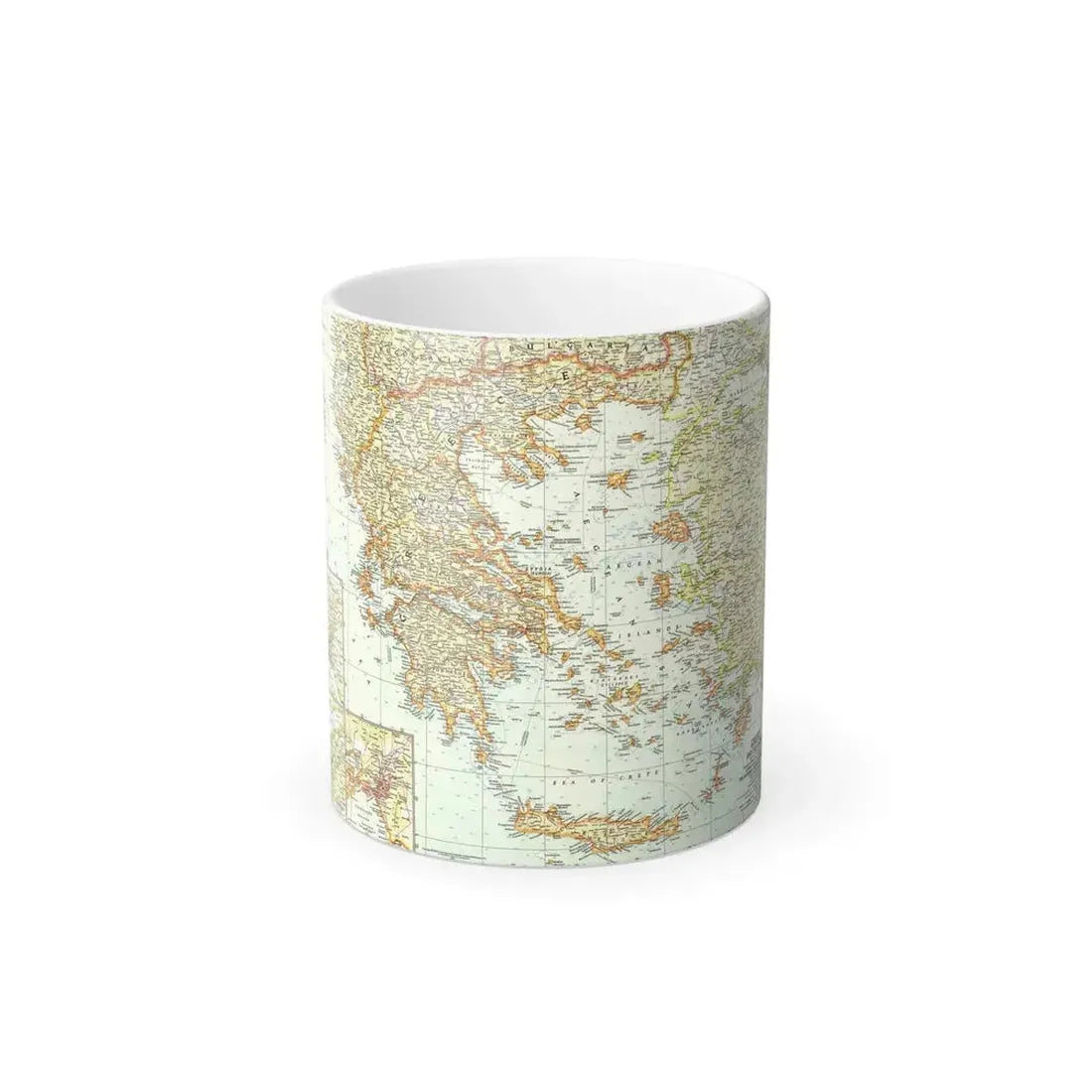 Greece and the Aegean (1958) (Map) Color Changing Mug 11oz Default Title 11oz - Go Mug Yourself