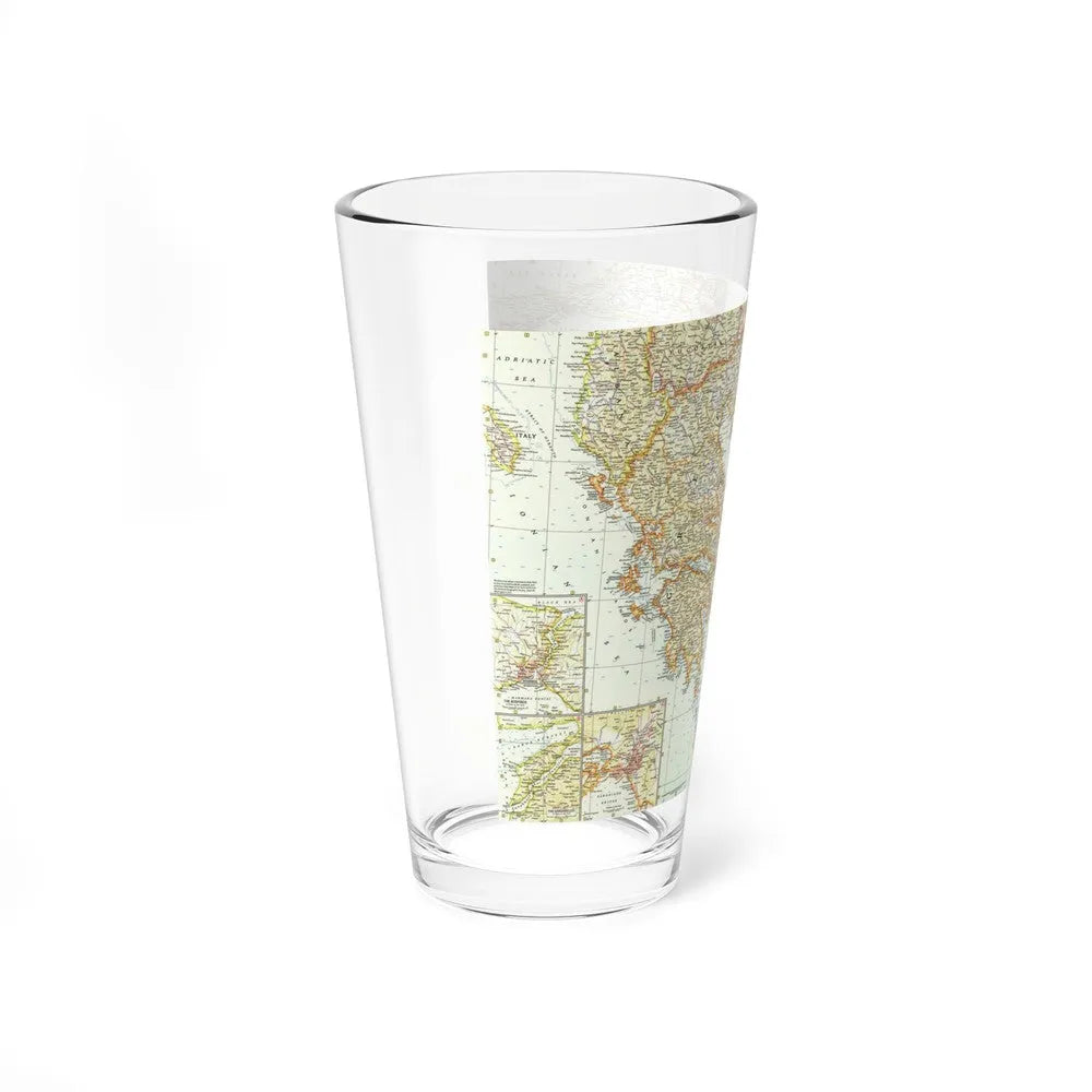 Greece and the Aegean (1958) (Map) Pint Glass 16oz-Go Mug Yourself