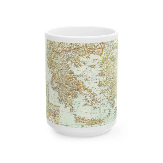Greece and the Aegean (1958) (Map) White Coffee Mug 15oz - Go Mug Yourself