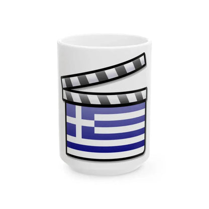 Greece film clapperboard (Greece) White Coffee Mug 15oz - Go Mug Yourself