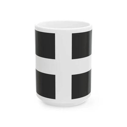 Greek flag black (Greece) White Coffee Mug 15oz - Go Mug Yourself