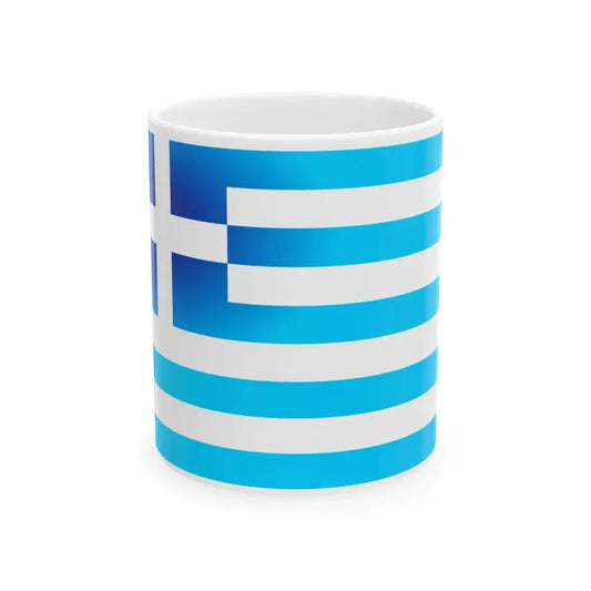 Greek flag variation sky blue v (Greece) White Coffee Mug 11oz - Go Mug Yourself