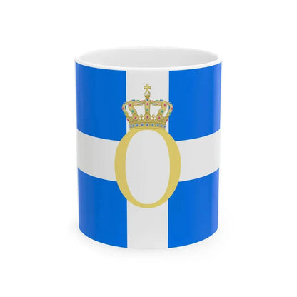 Greek flag with monogram of King Otto (Greece) White Coffee Mug 11oz - Go Mug Yourself
