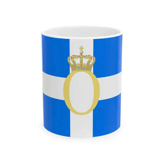 Greek flag with monogram of King Otto (Greece) White Coffee Mug 11oz - Go Mug Yourself
