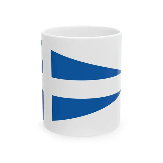 Greek Lieutenant Generals rank flag on board a navy vessel within his jurisdiction 1914 pattern (Greece) White Coffee Mug 11oz - Go Mug Yourself