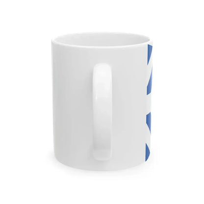 Greek Major Generals rank flag on board a navy vessel within his jurisdiction 1914 pattern (Greece) White Coffee Mug - Go Mug Yourself